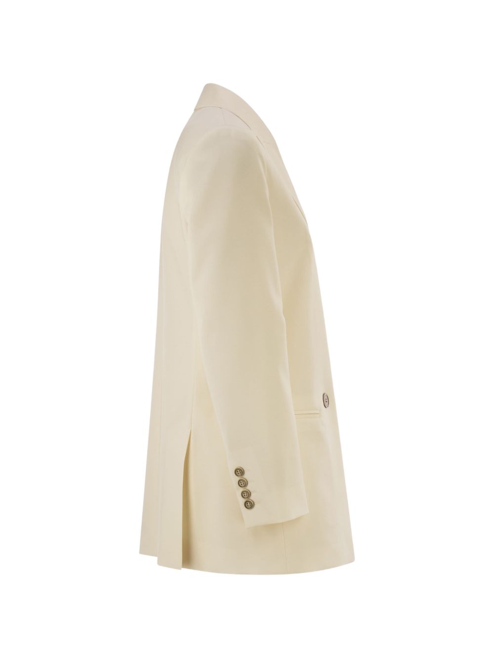 Blazer doppiopetto con revers a lancia bikini in bianco 
