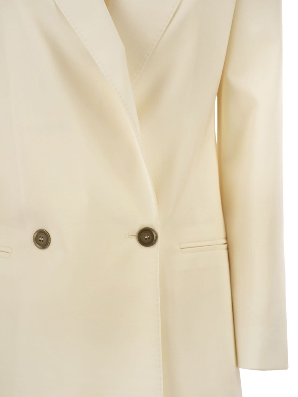 Blazer doppiopetto con revers a lancia bikini in bianco 