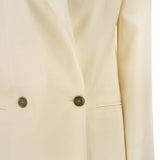 Blazer doppiopetto con revers a lancia bikini in bianco 