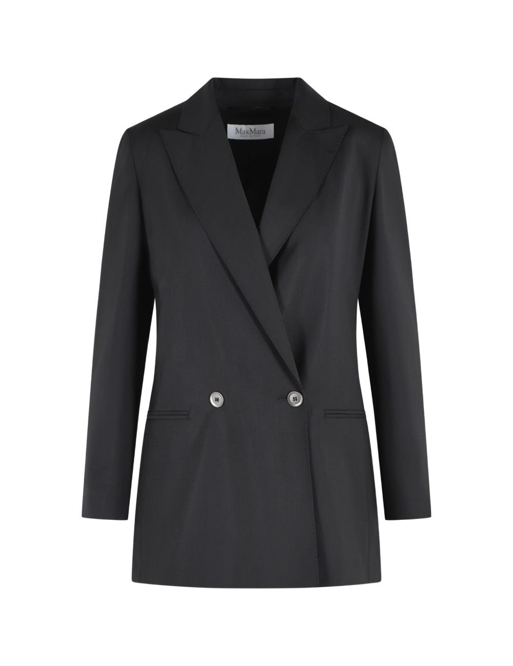 Blazer doppiopetto con revers a lancia bikini in nero 