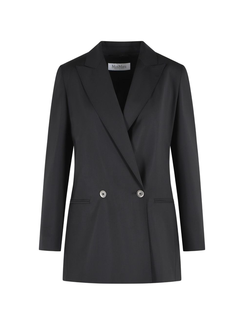 Blazer doppiopetto con revers a lancia bikini in nero 