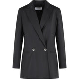 Blazer doppiopetto con revers a lancia bikini in nero 