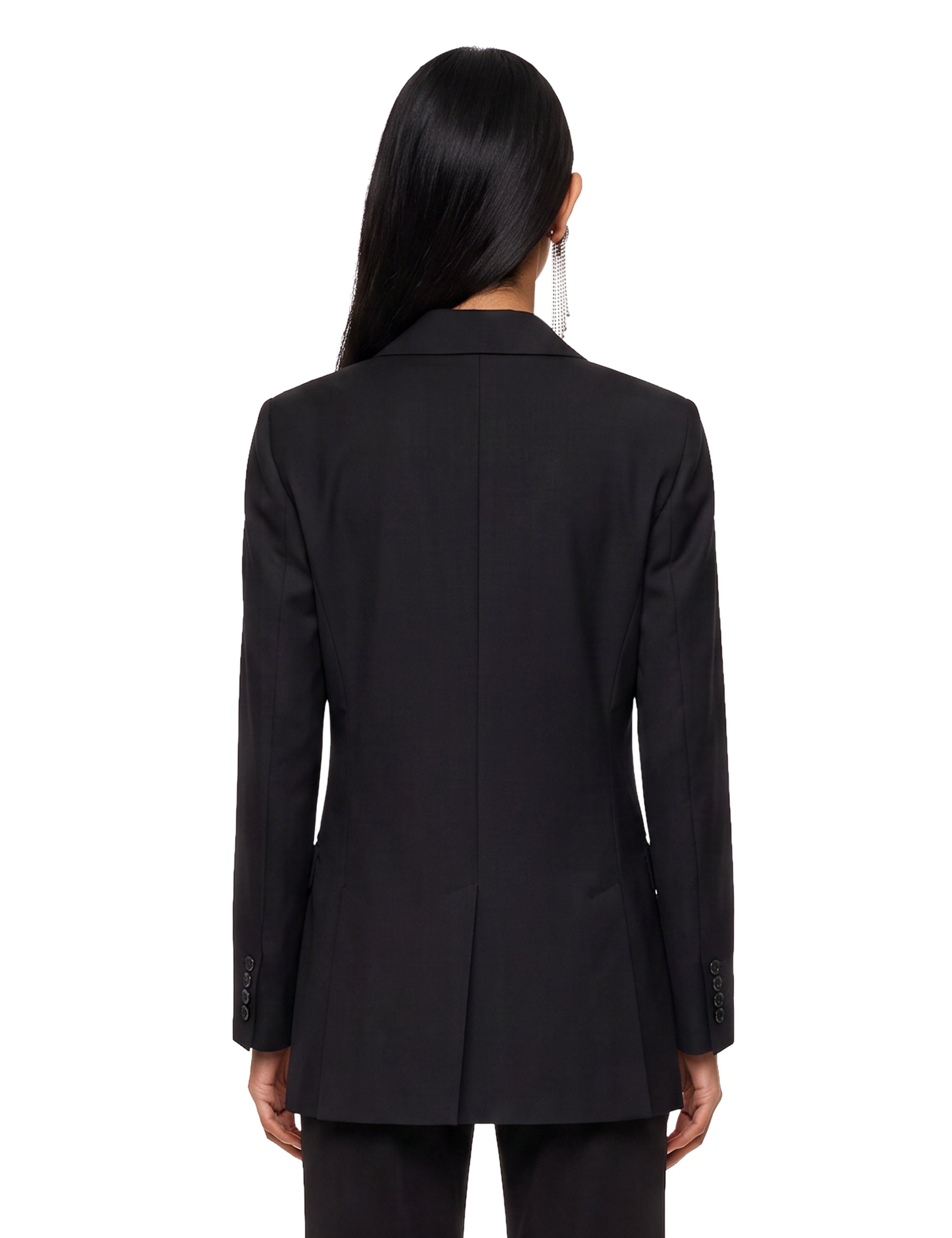 Blazer doppiopetto con revers a lancia bikini in nero 