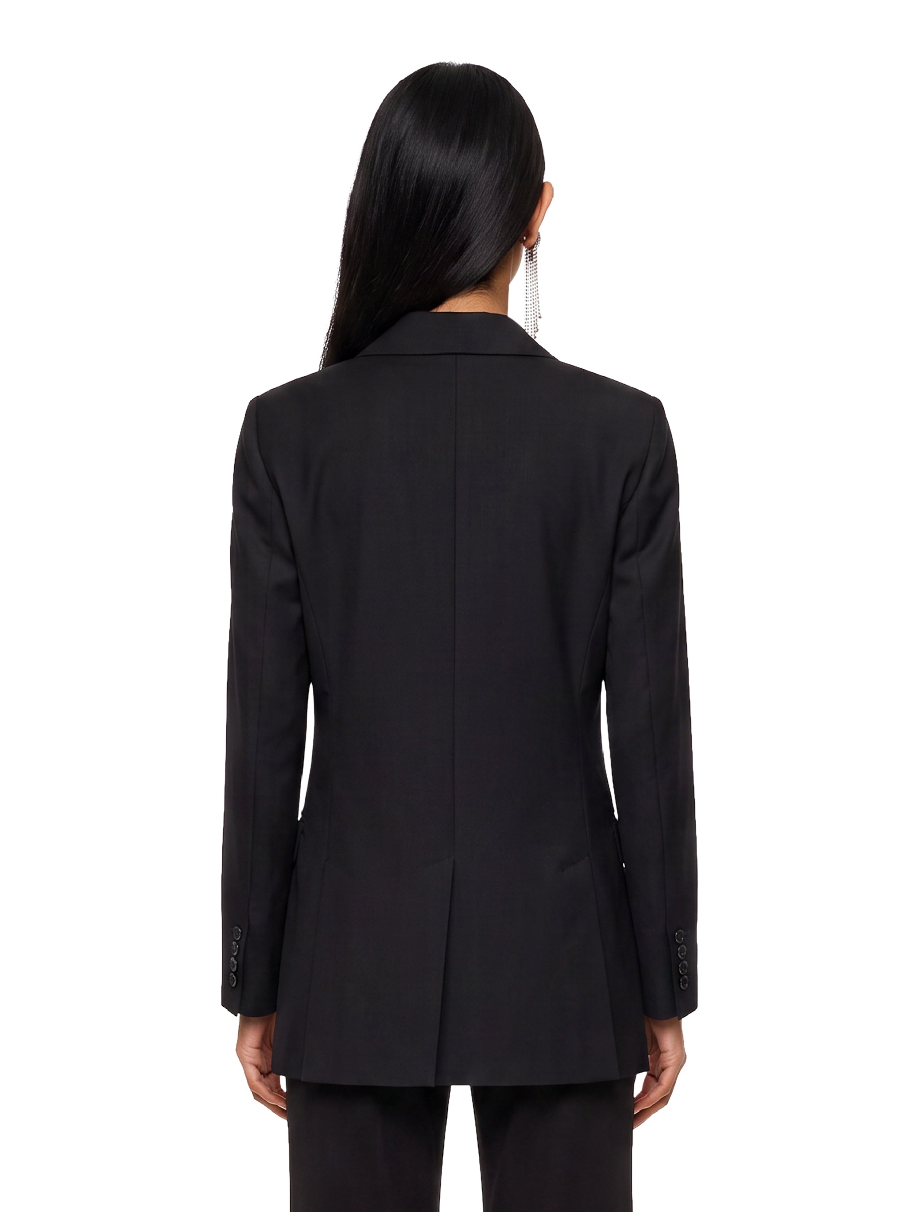 Blazer doppiopetto con revers a lancia bikini in nero 