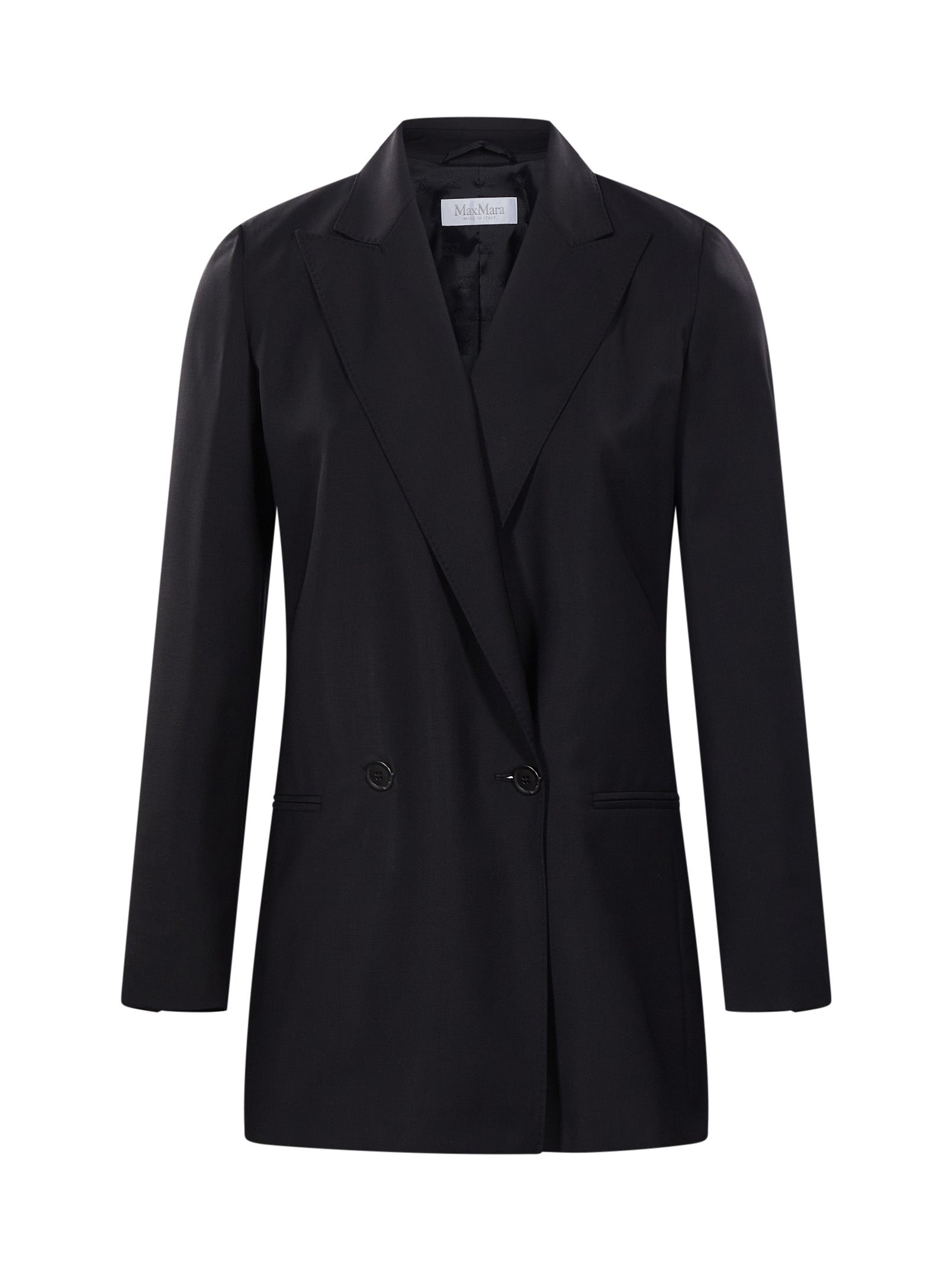 Blazer doppiopetto con revers a lancia bikini in nero 