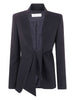 Jacket with bow front closure in black