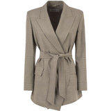 Giacca con cintura nasello in verde khaki 