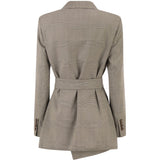 Giacca con cintura nasello in verde khaki 
