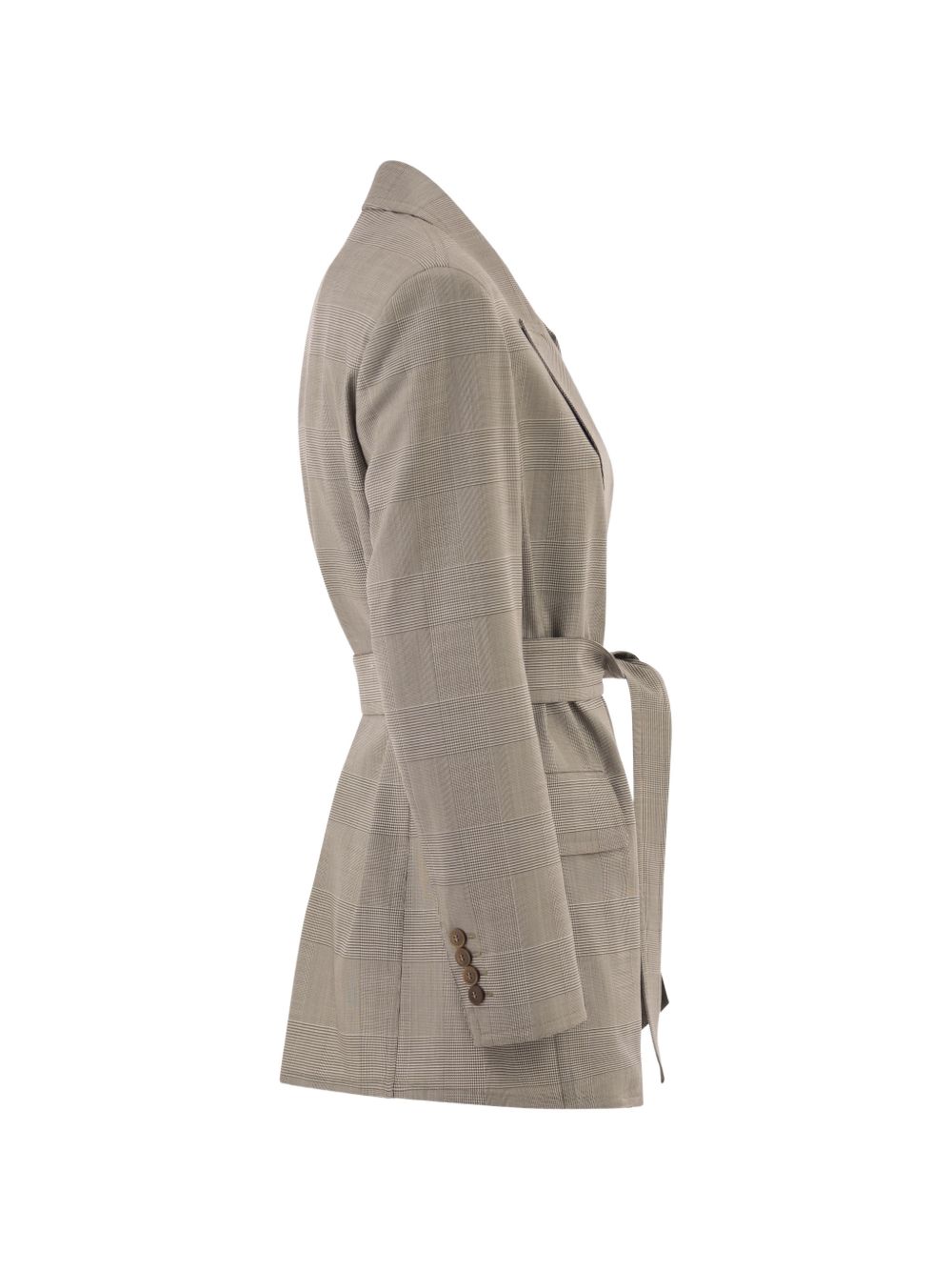 Giacca con cintura nasello in verde khaki 