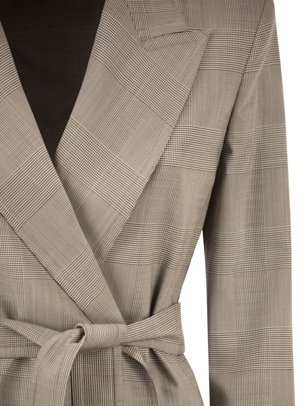 Giacca con cintura nasello in verde khaki 