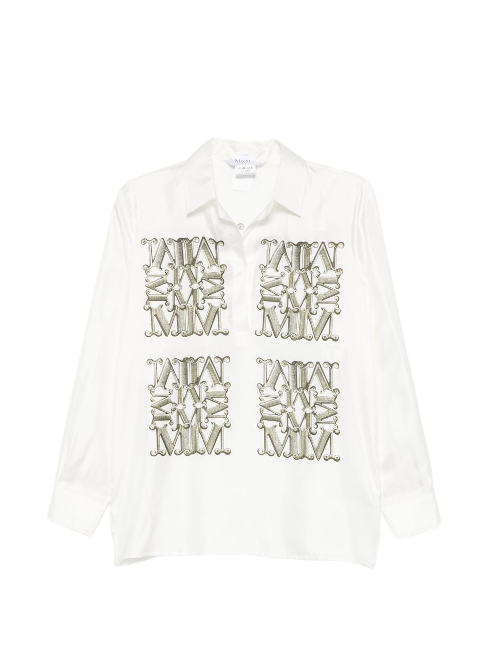 Camicia in seta con stampa filtro in bianco 