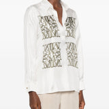 Camicia in seta con stampa filtro in bianco 