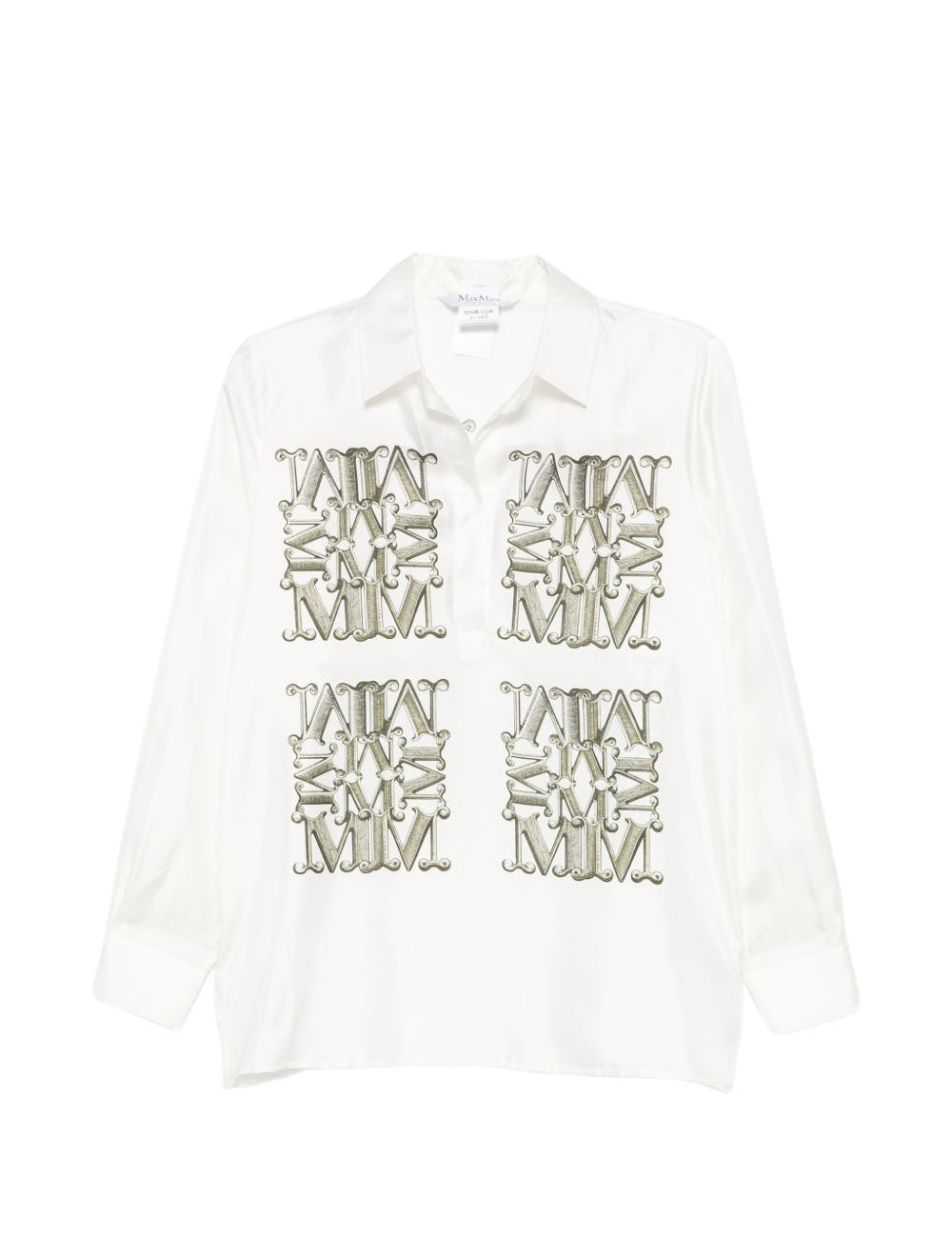 Camicia in seta con stampa filtro in bianco 