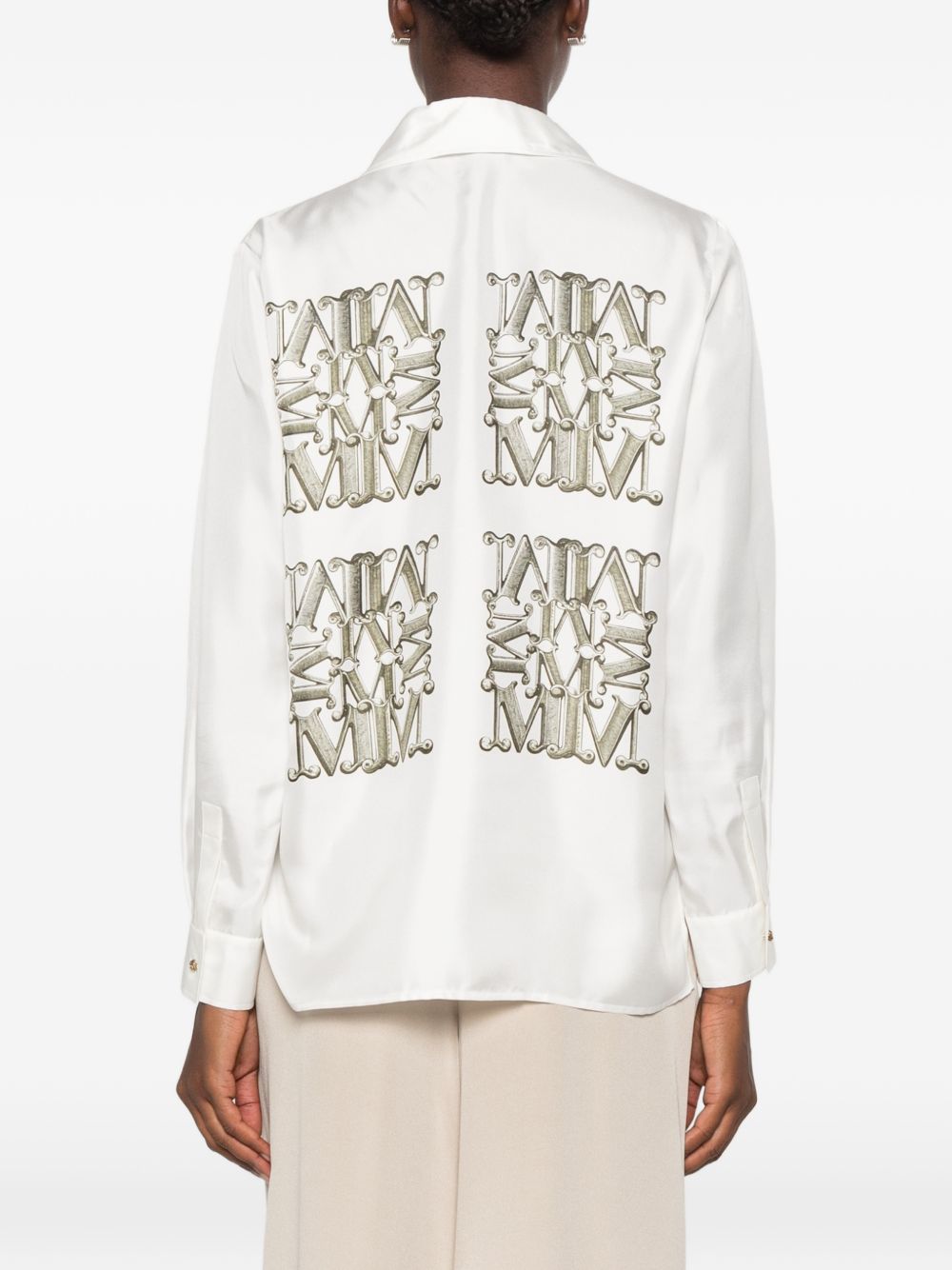Camicia in seta con stampa filtro in bianco 