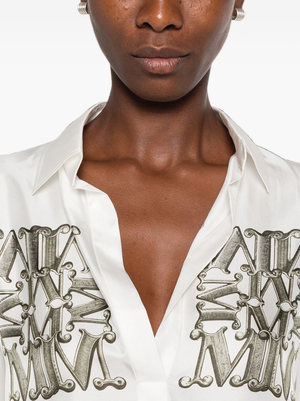 Camicia in seta con stampa filtro in bianco 