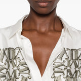 Camicia in seta con stampa filtro in bianco 