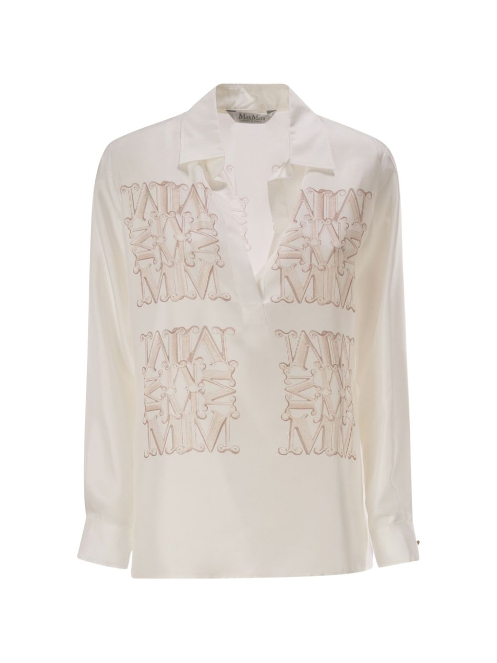 Camicia in seta con stampa filtro in bianco 