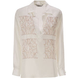 Camicia in seta con stampa filtro in bianco 
