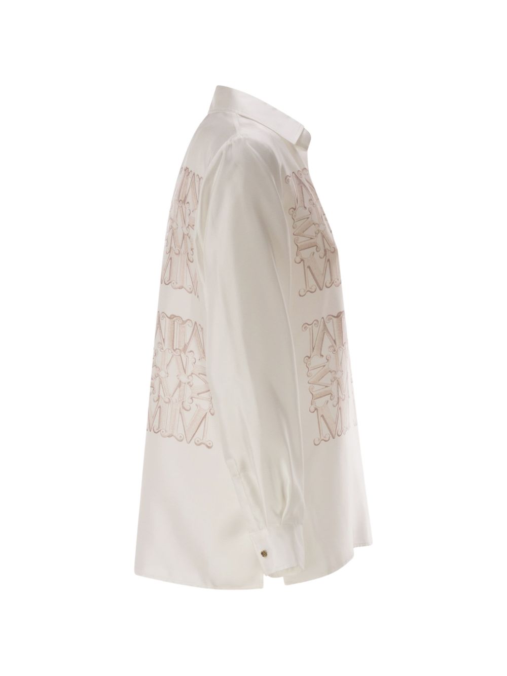 Camicia in seta con stampa filtro in bianco 
