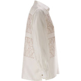 Camicia in seta con stampa filtro in bianco 