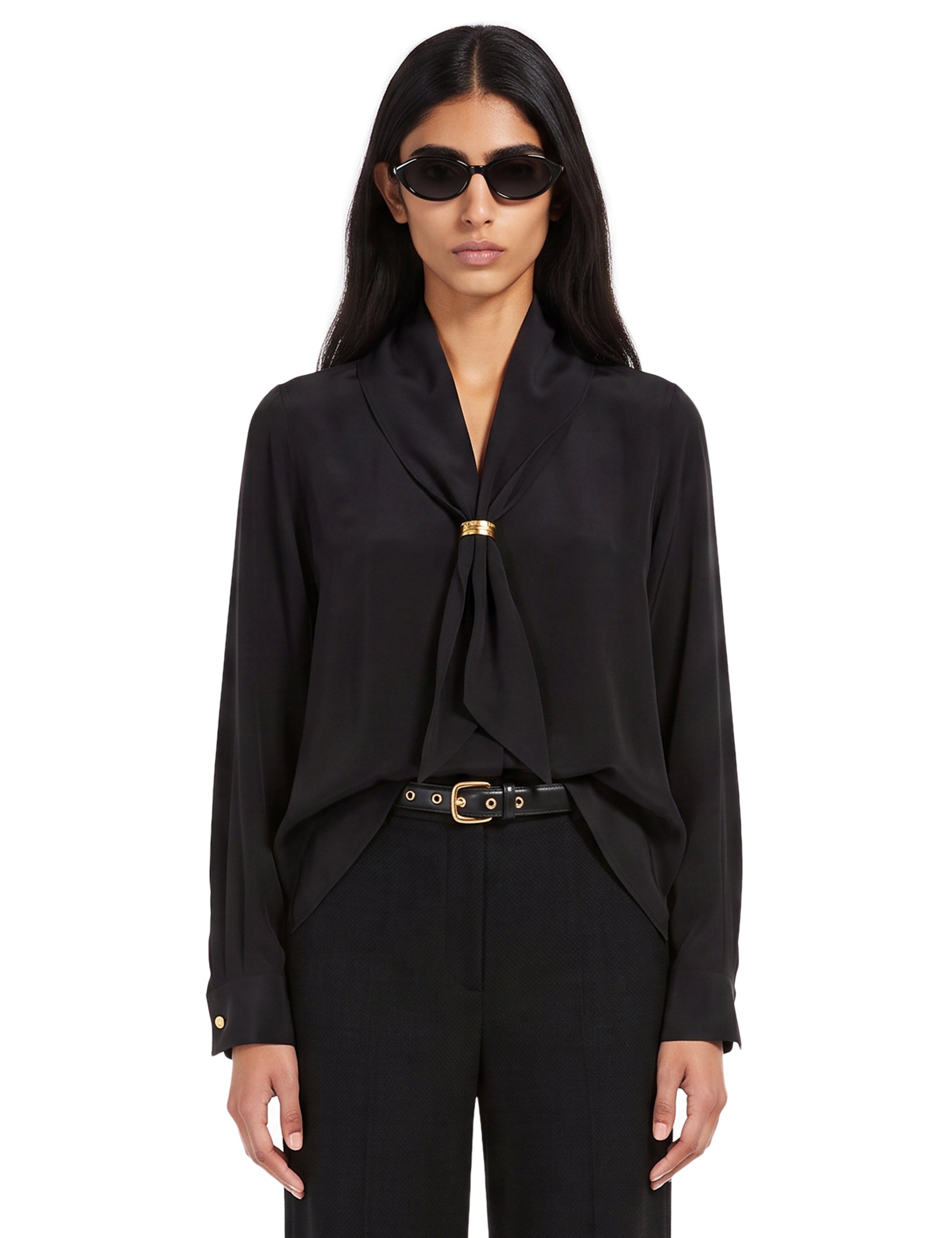 Camicia con dettaglio a foulard Dry in nero 