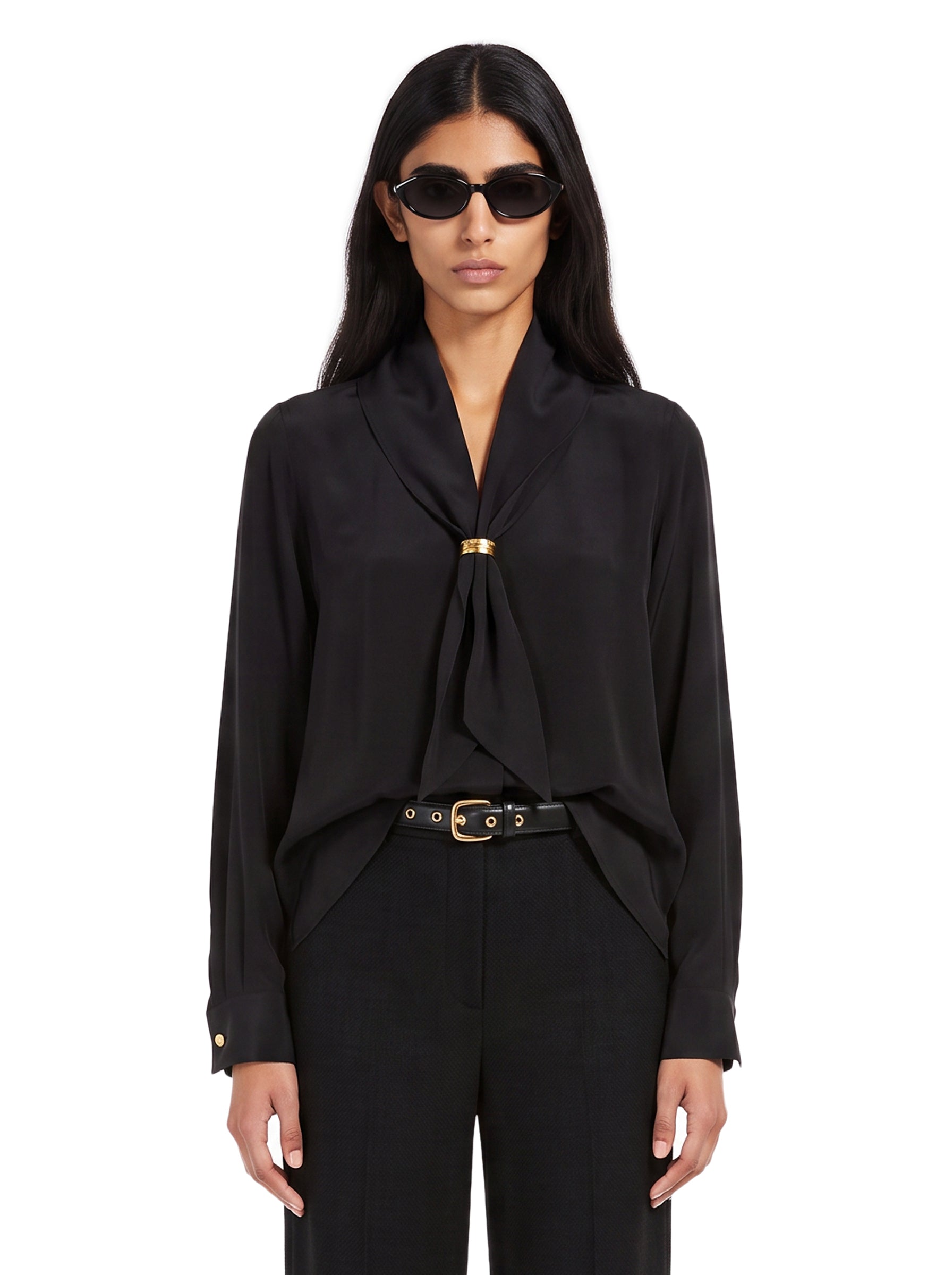 Camicia con dettaglio a foulard Dry in nero 