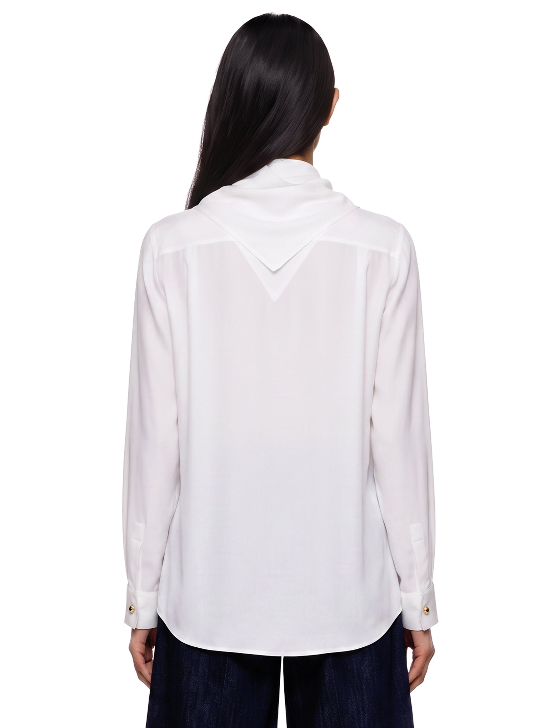 Camicia con dettaglio a foulard dry in bainco 