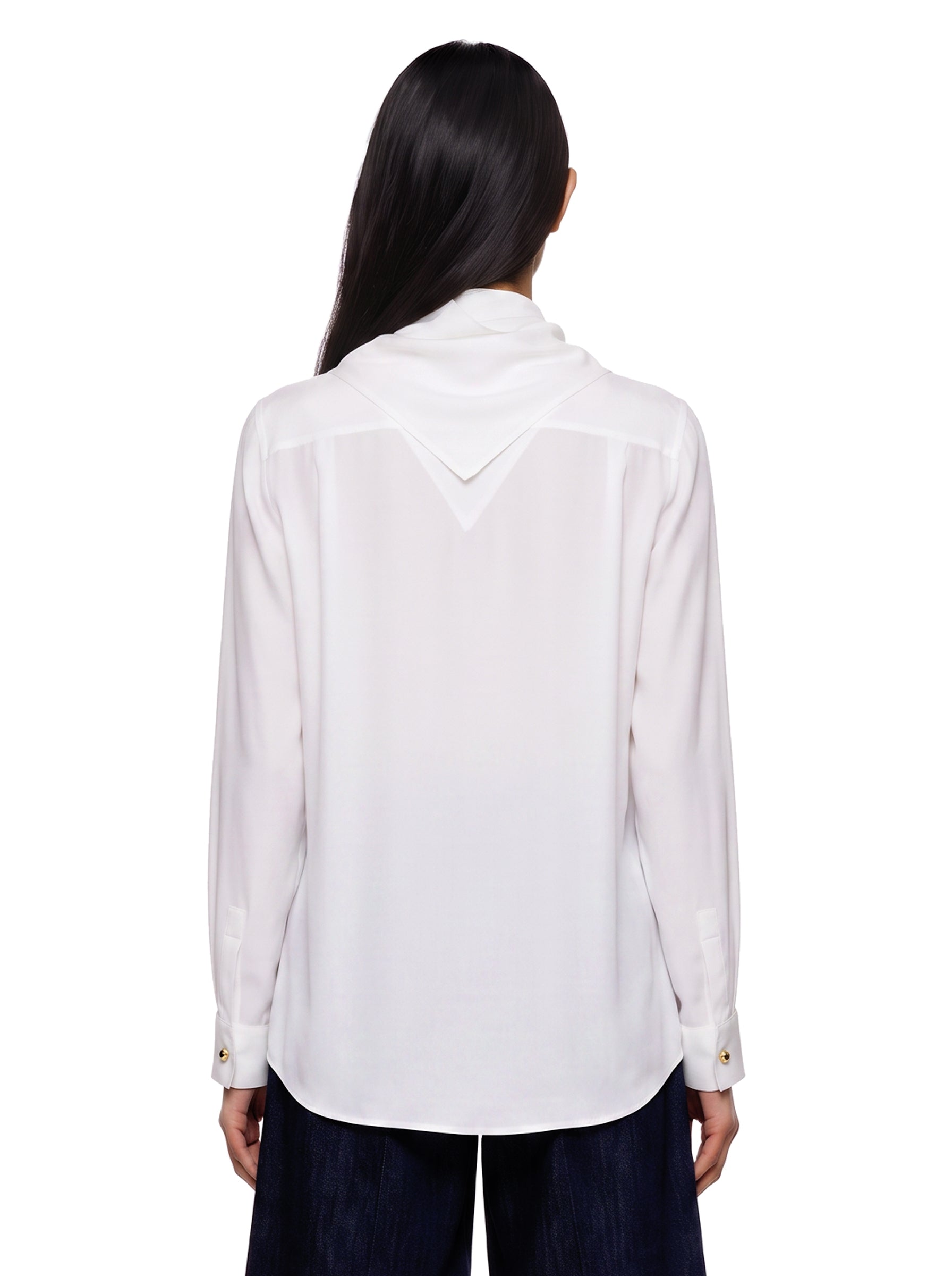 Camicia con dettaglio a foulard dry in bainco 