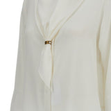Camicia con dettaglio a foulard dry in bainco 