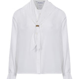Camicia con dettaglio a foulard dry in bainco 