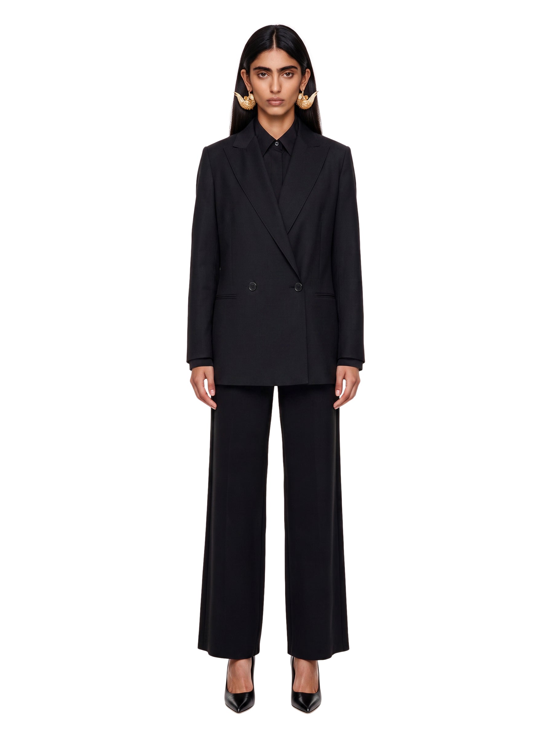 Pantalone wide leg in cady Alaggio in nero 