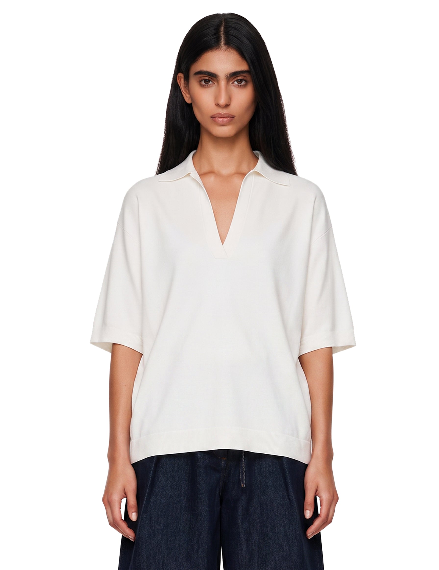Top in maglia Alpino in bianco 