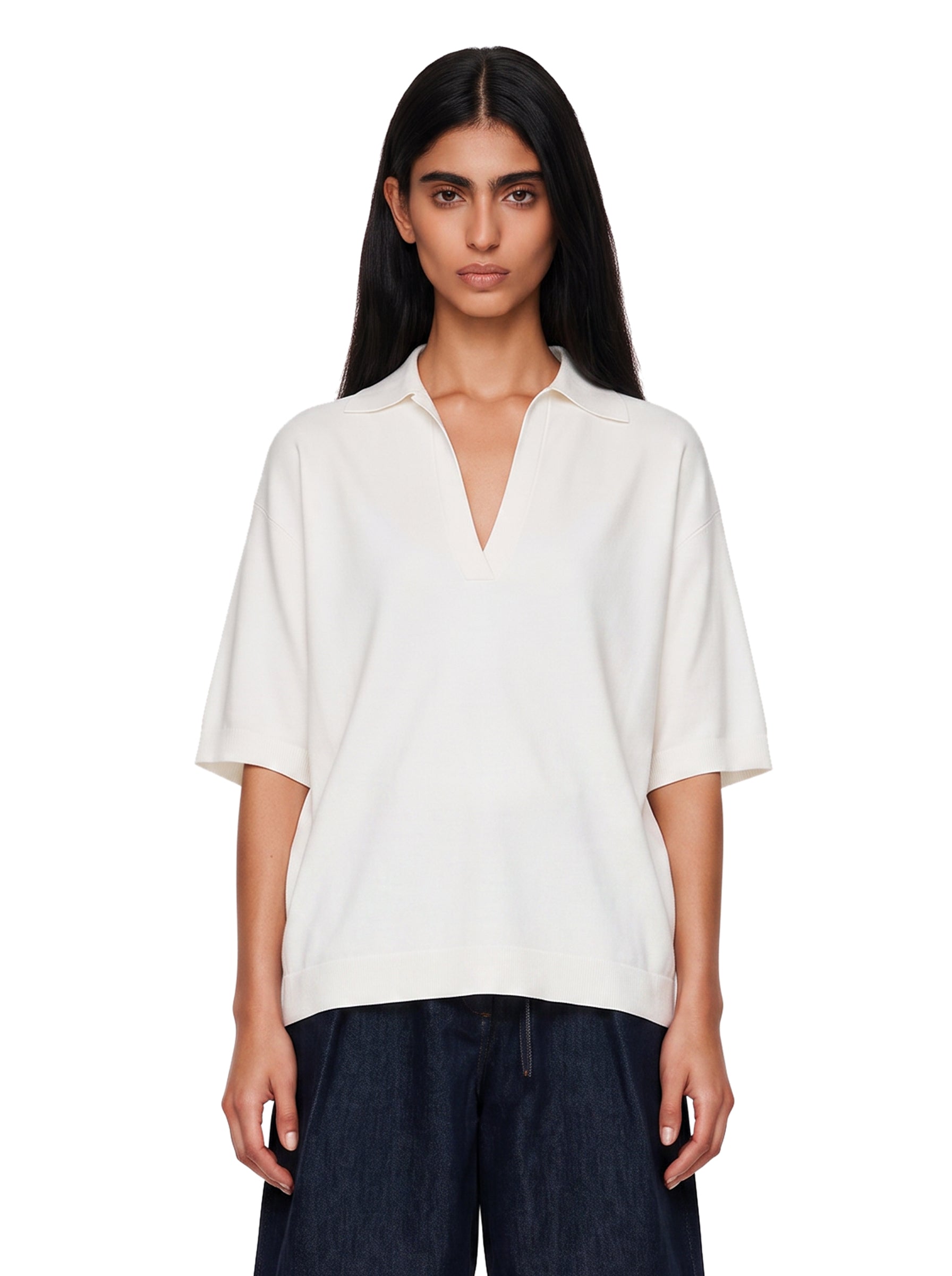 Top in maglia Alpino in bianco 