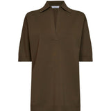 Polo in maglia alpino in marrone 