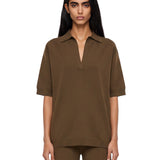 Polo in maglia alpino in marrone 