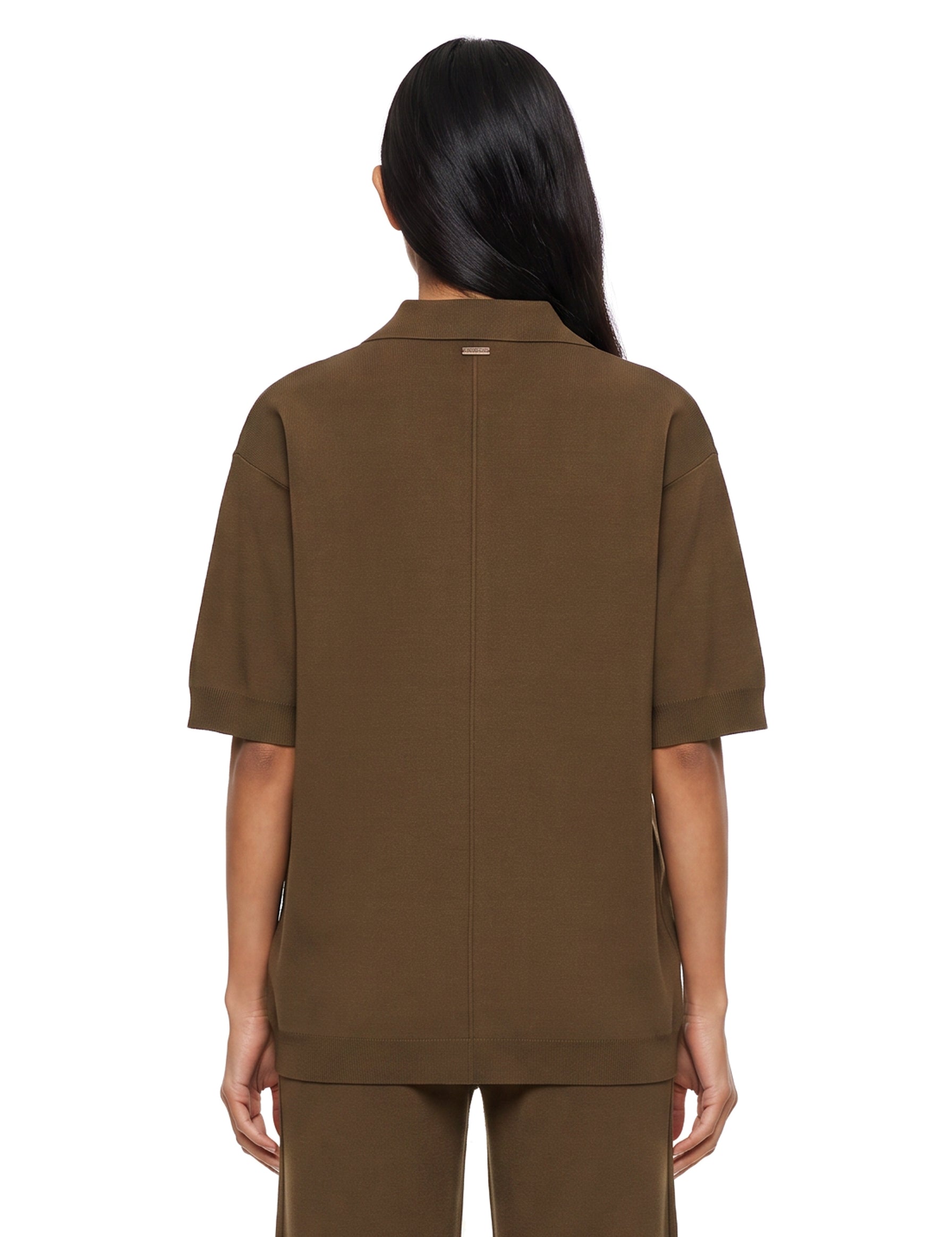 Polo in maglia alpino in marrone 