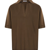Polo in maglia alpino in marrone 