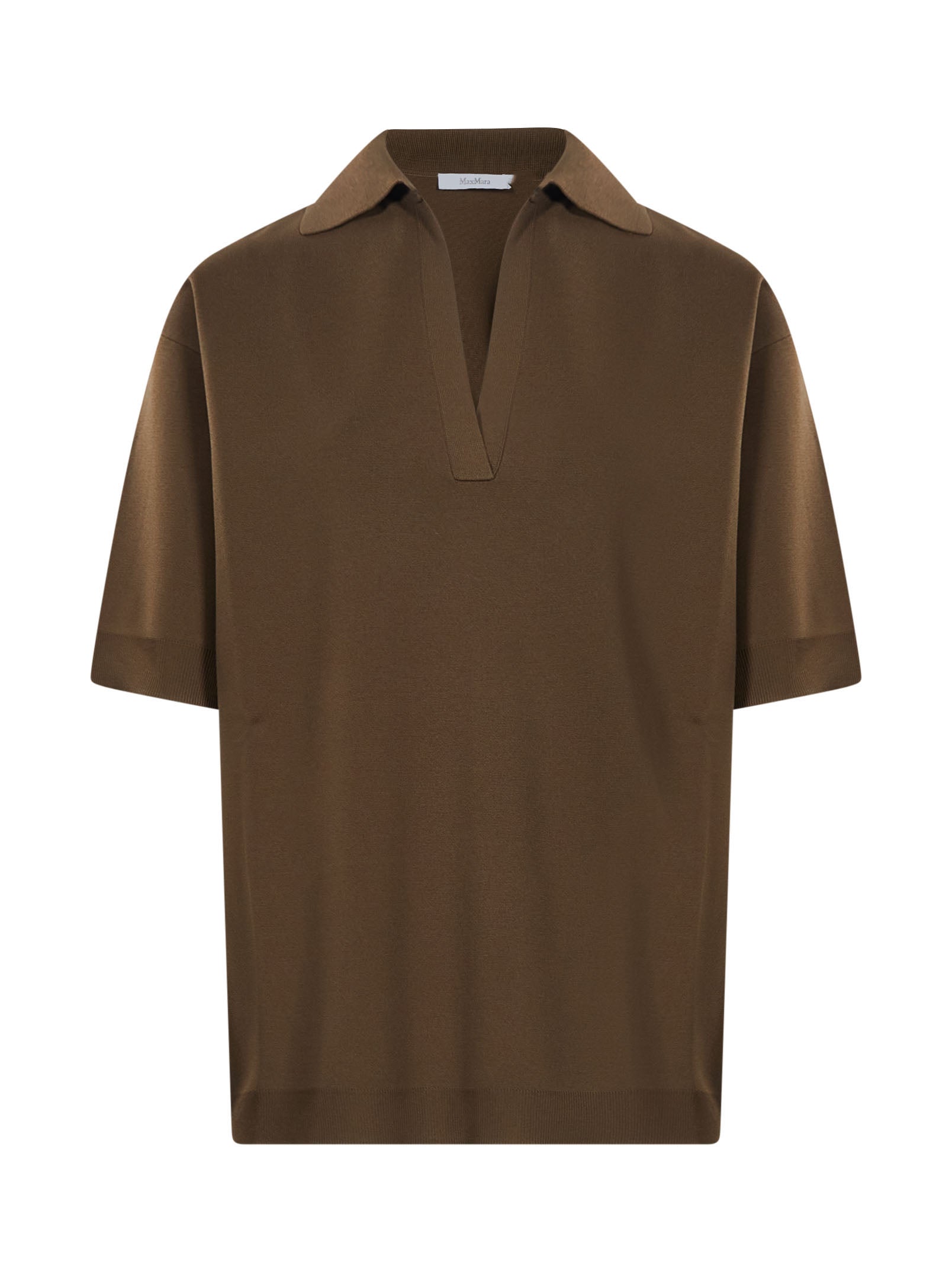 Polo in maglia alpino in marrone 