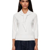 Maglione in filato di viscosa con foulard Fenice in bianco 