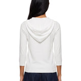 Maglione in filato di viscosa con foulard Fenice in bianco 