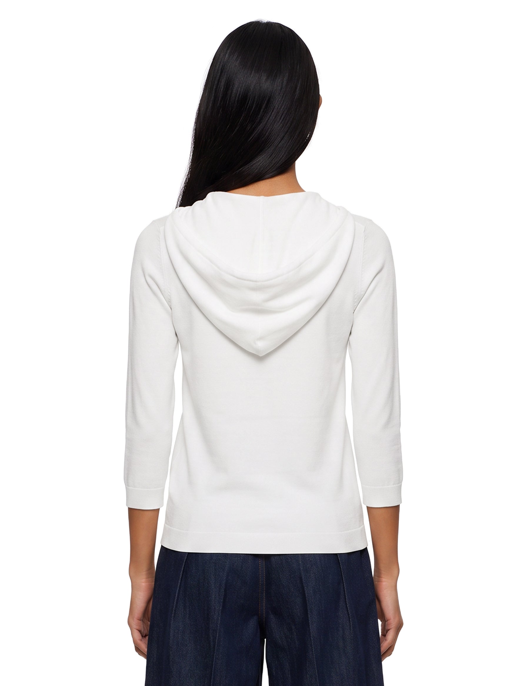 Maglione in filato di viscosa con foulard Fenice in bianco 