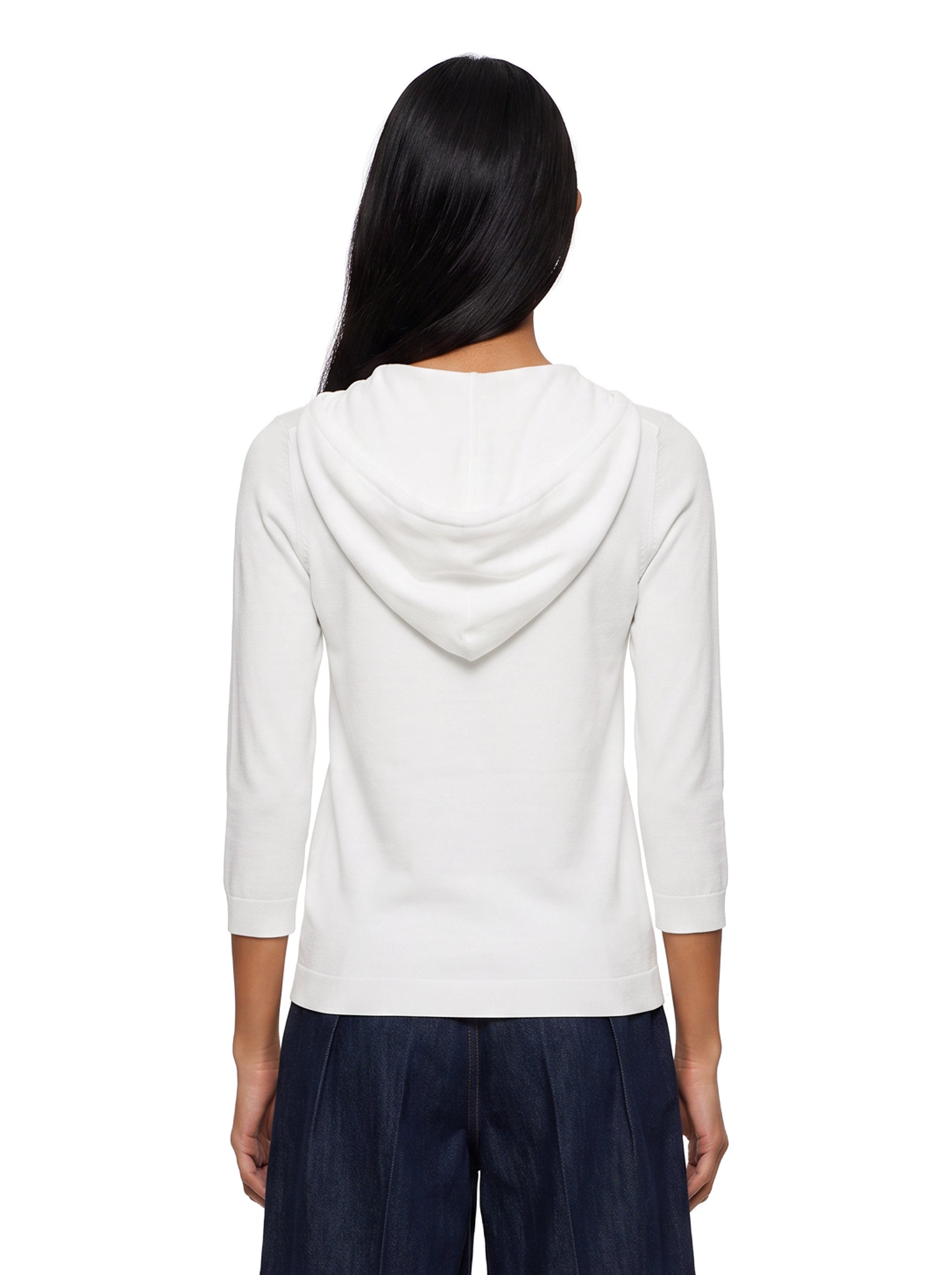 Maglione in filato di viscosa con foulard Fenice in bianco 