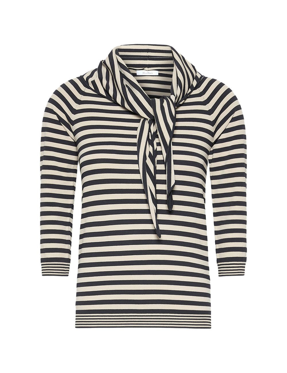 Top in maglia a righe fenice in bianco e blu 