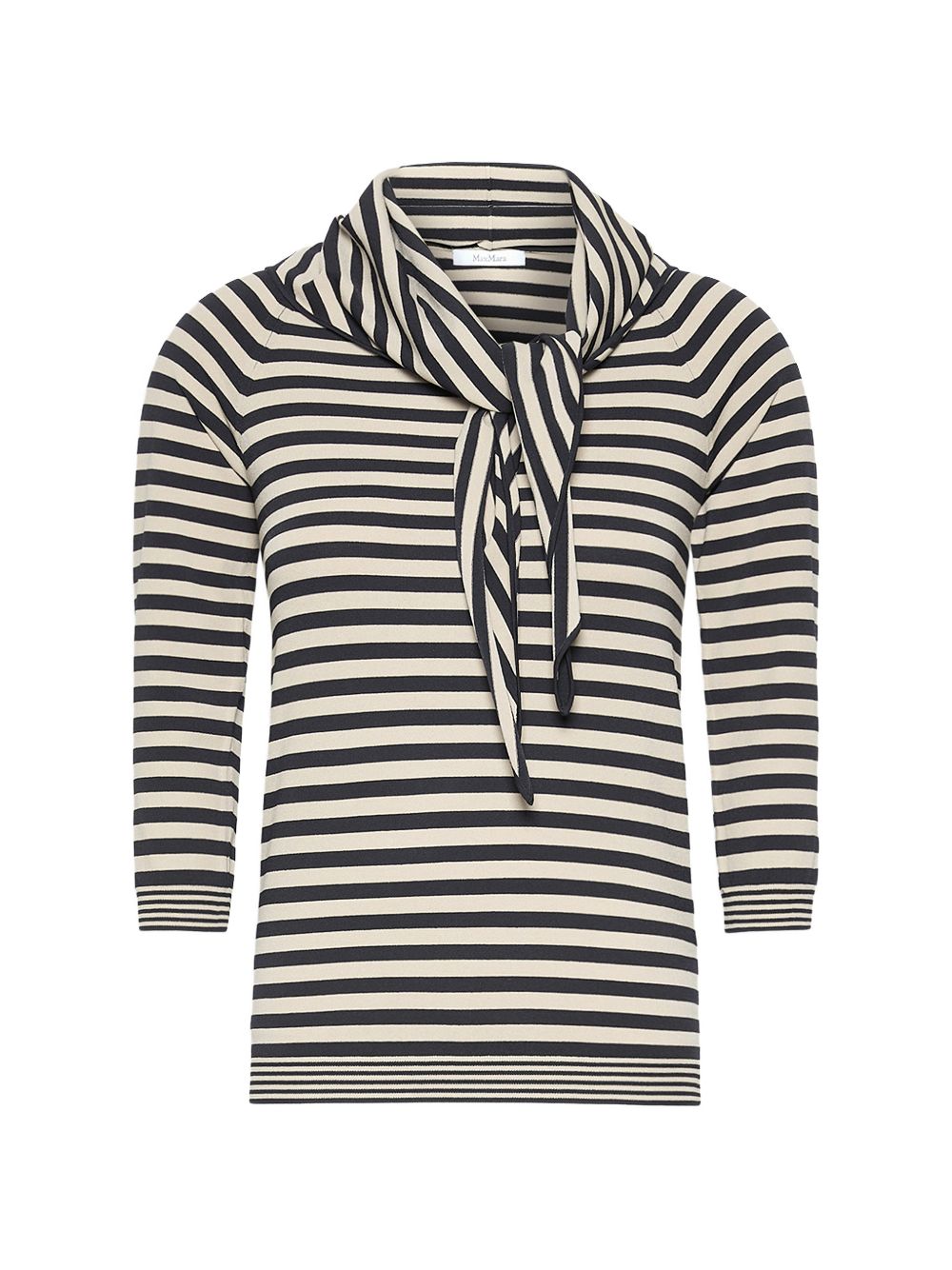 Top in maglia a righe fenice in bianco e blu 