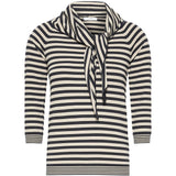 Top in maglia a righe fenice in bianco e blu 