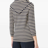Top in maglia a righe fenice in bianco e blu 
