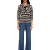 Top in maglia a righe fenice in bianco e blu 