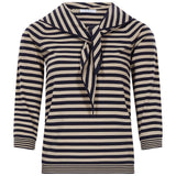 Top in maglia a righe fenice in bianco e blu 