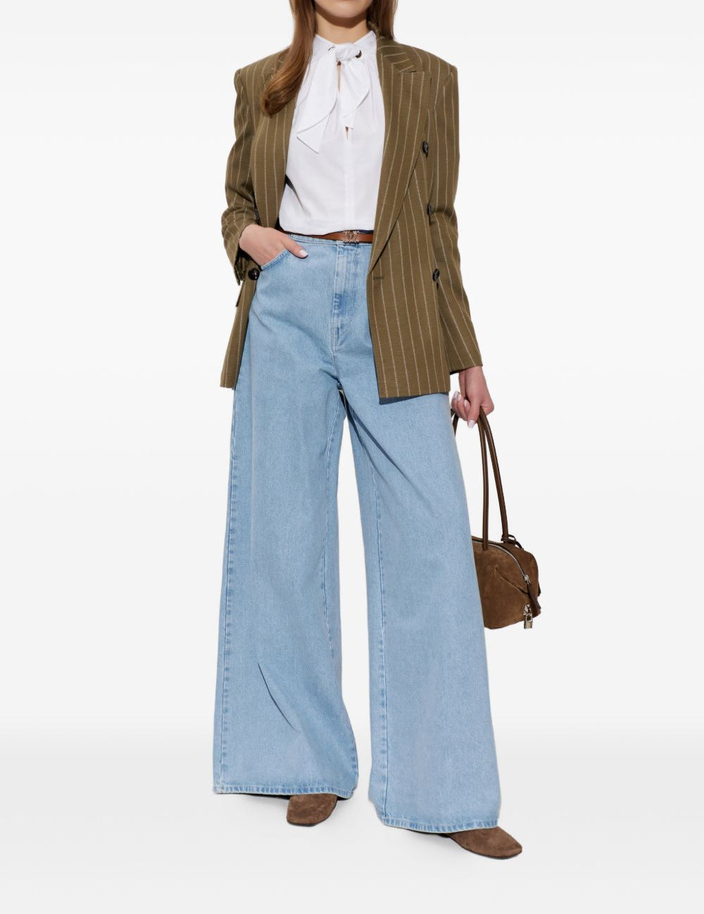 Blazer doppiopetto gessato in jersey balta in verde 