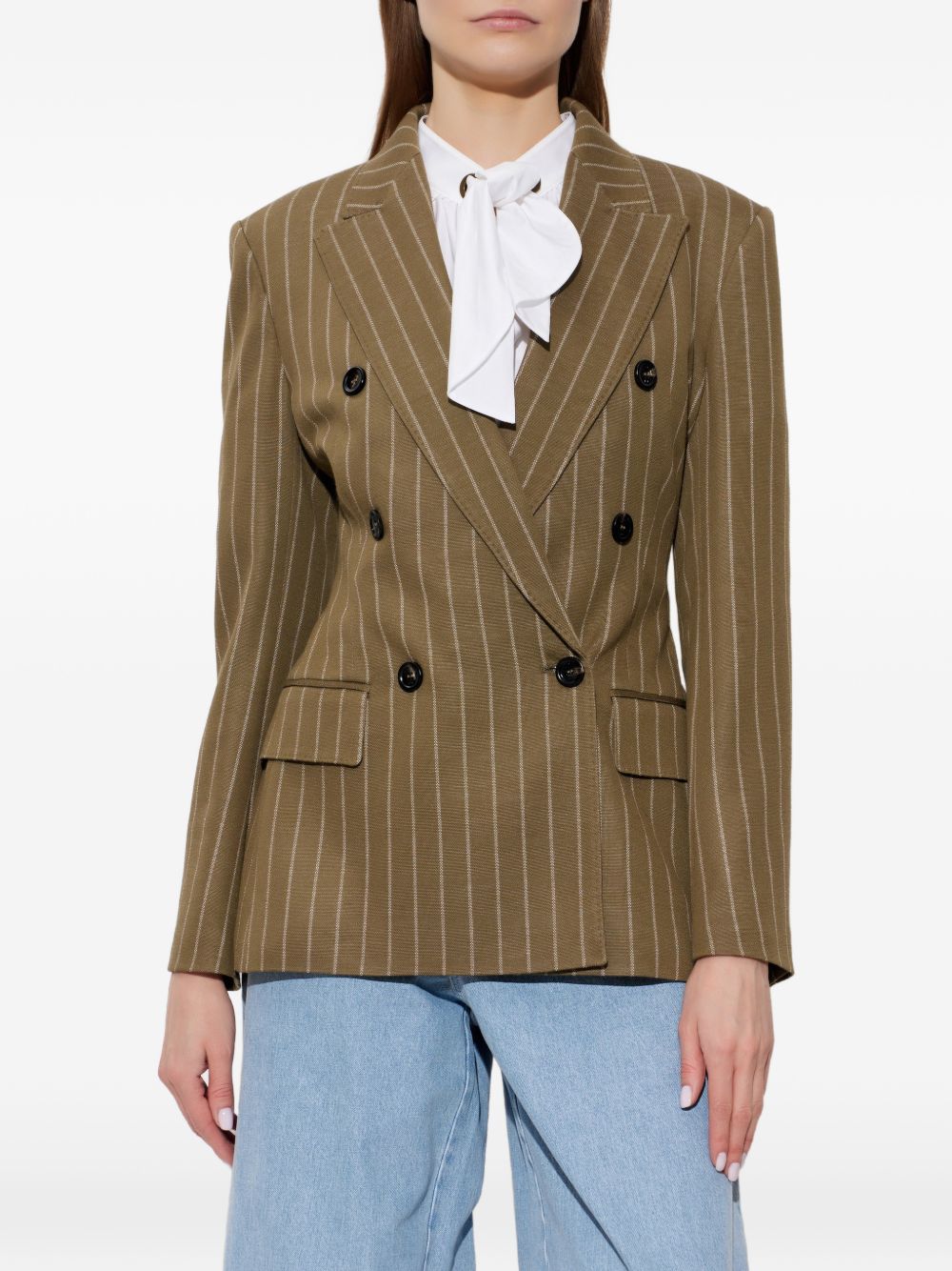 Blazer doppiopetto gessato in jersey balta in verde 